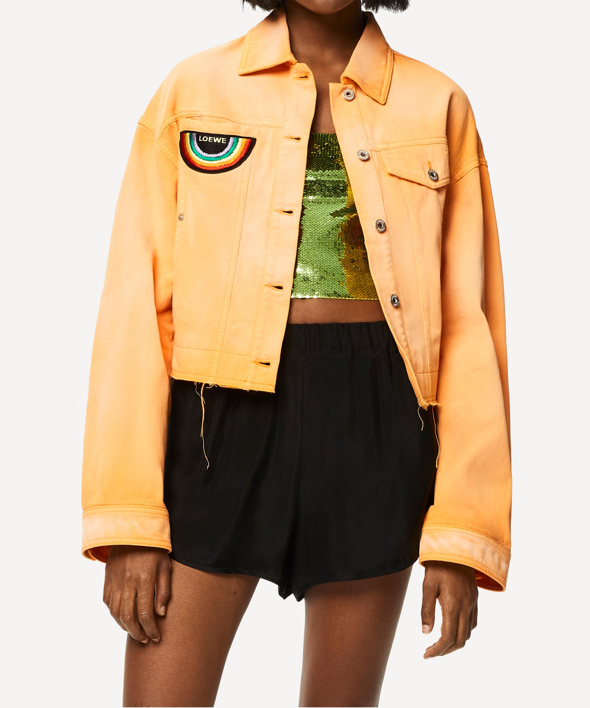 Cropped denim clearance jacket orange