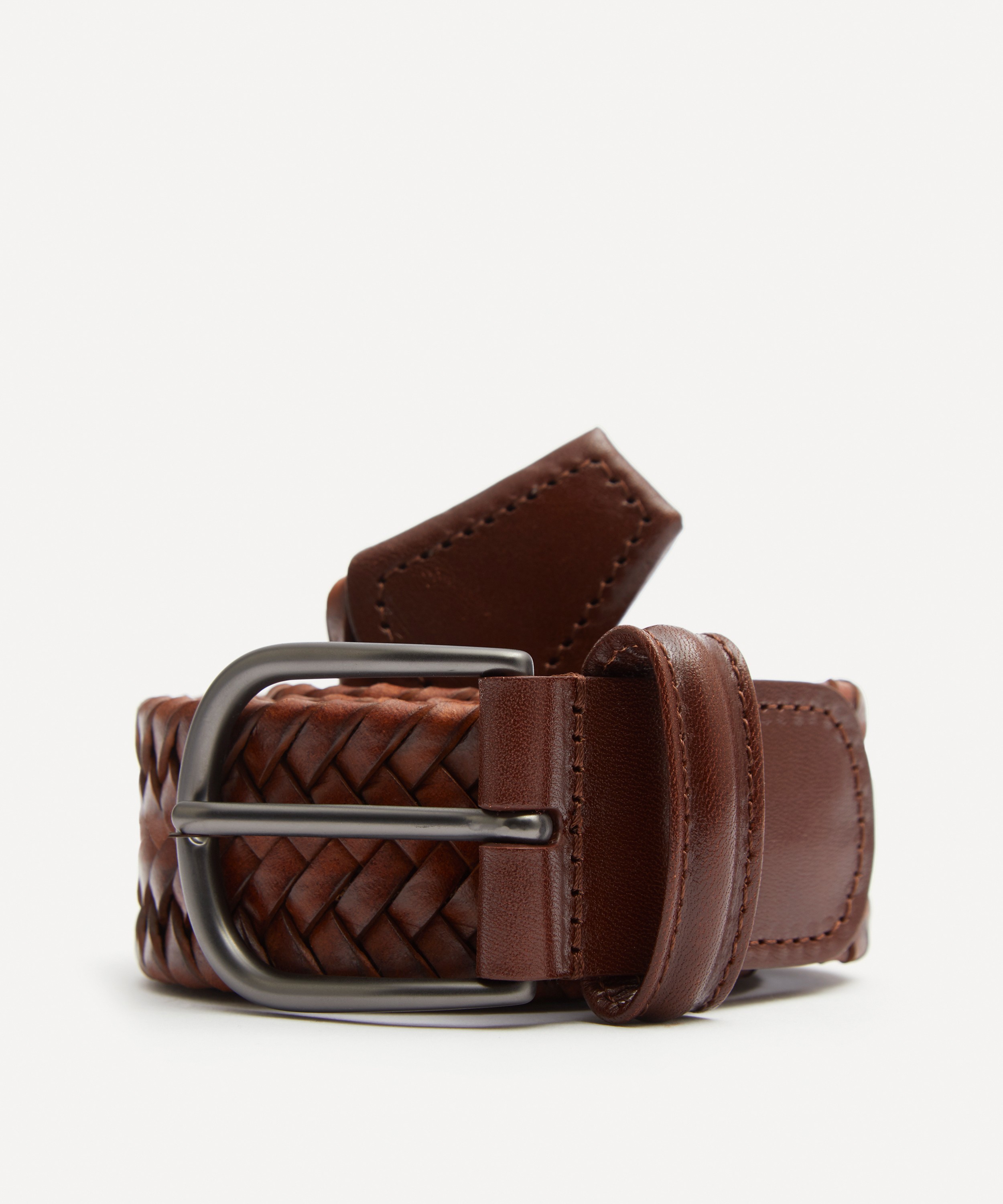 Anderson's 3cm Woven Leather Belt in Brown for Men
