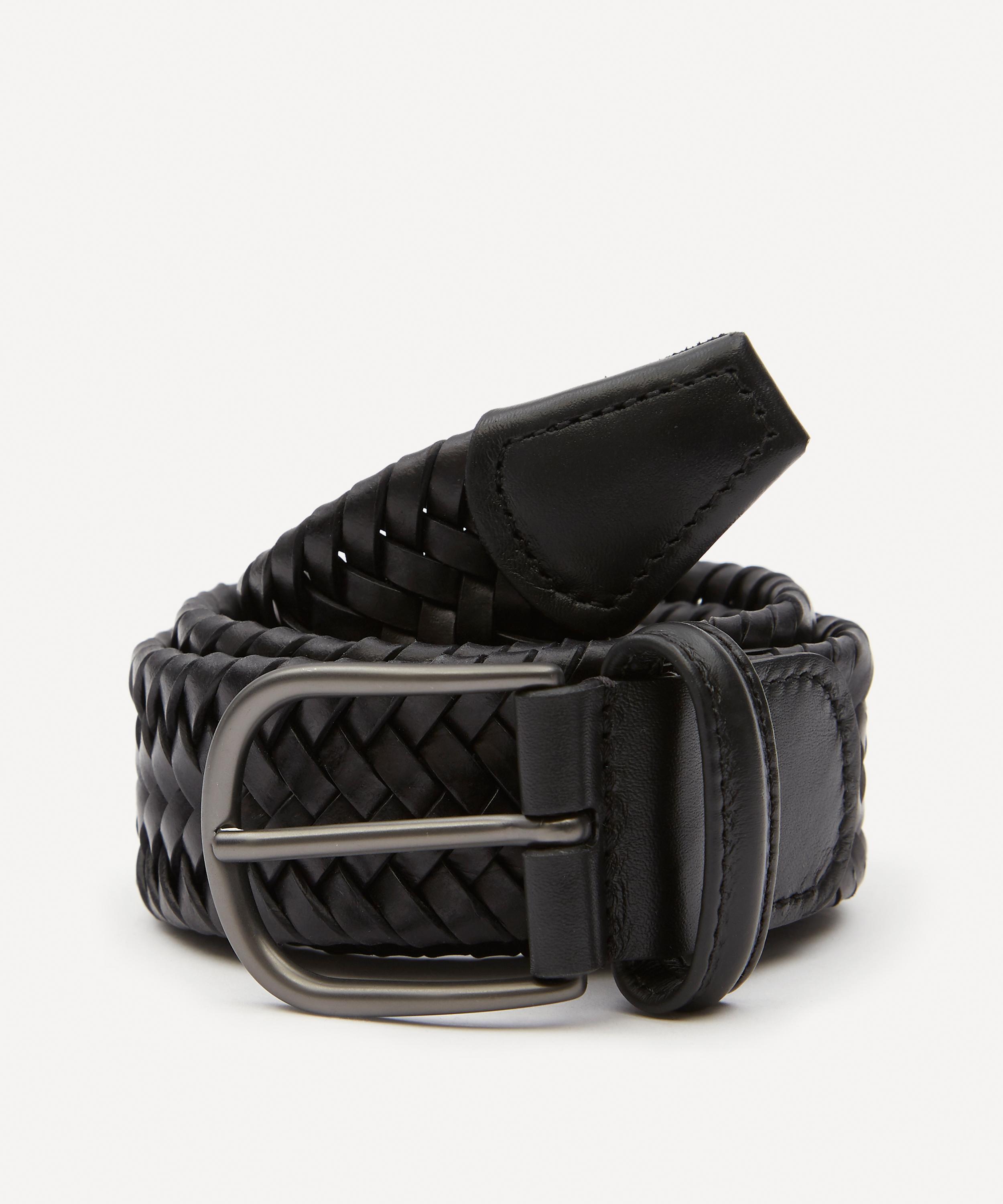 Woven Leather Belt - Black