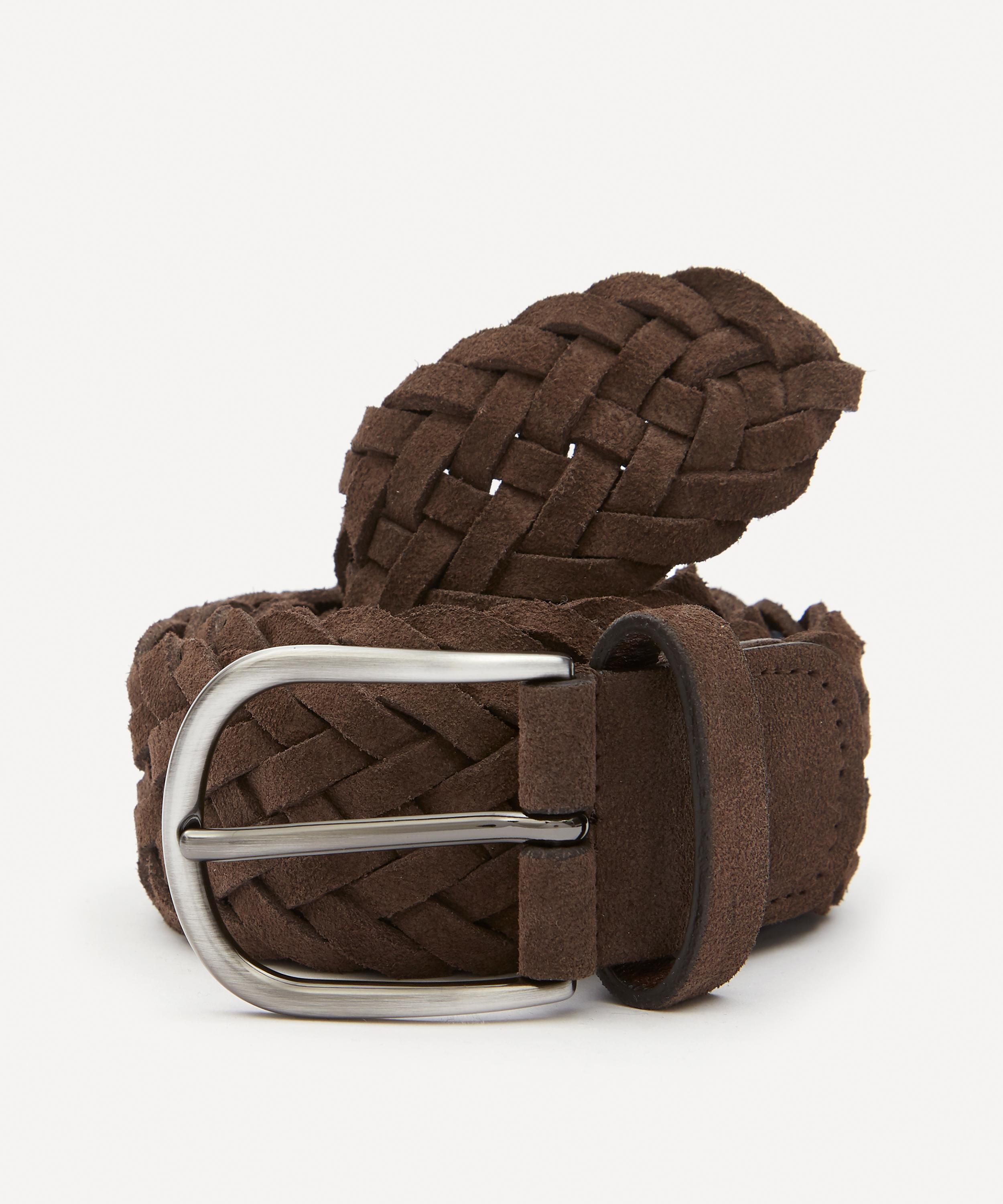 Brown Crocodile-effect nubuck belt, Anderson's