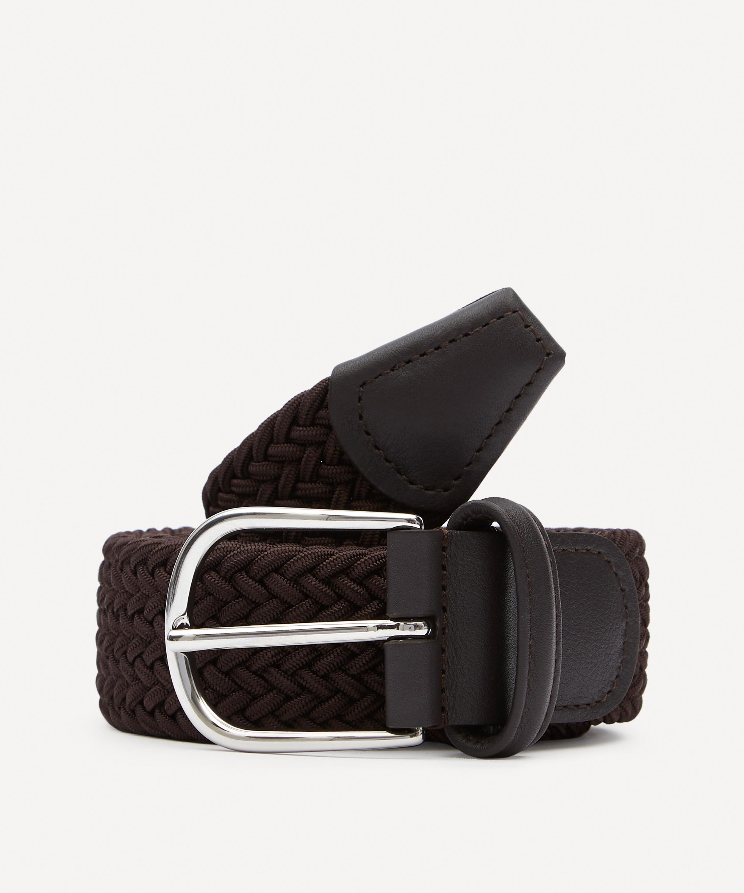 Brown Woven elasticated leather belt, Anderson's