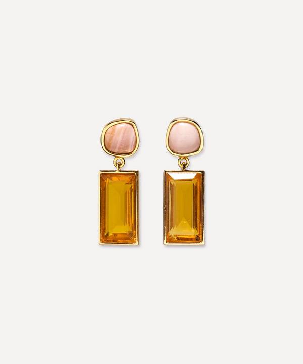 Lizzie Fortunato - Gold-plated Brass Crystal Column Drop Earrings
