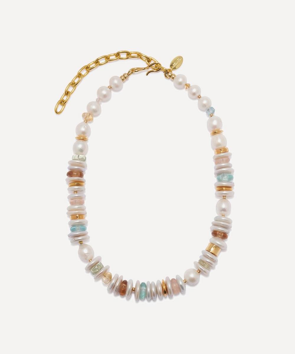 Lizzie Fortunato - Gold-Plated Brass Moonlight Bead Necklace