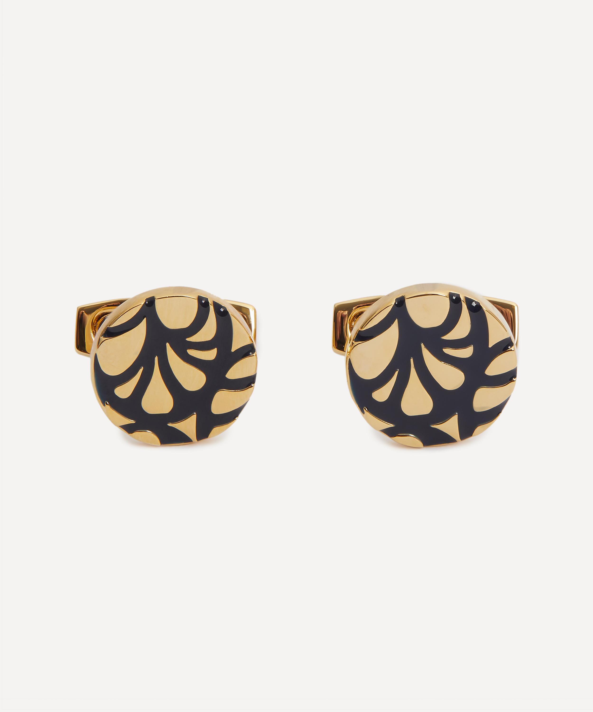 Simon Carter - Hibiscus Gold-Plated Enamel Cufflinks image number 0