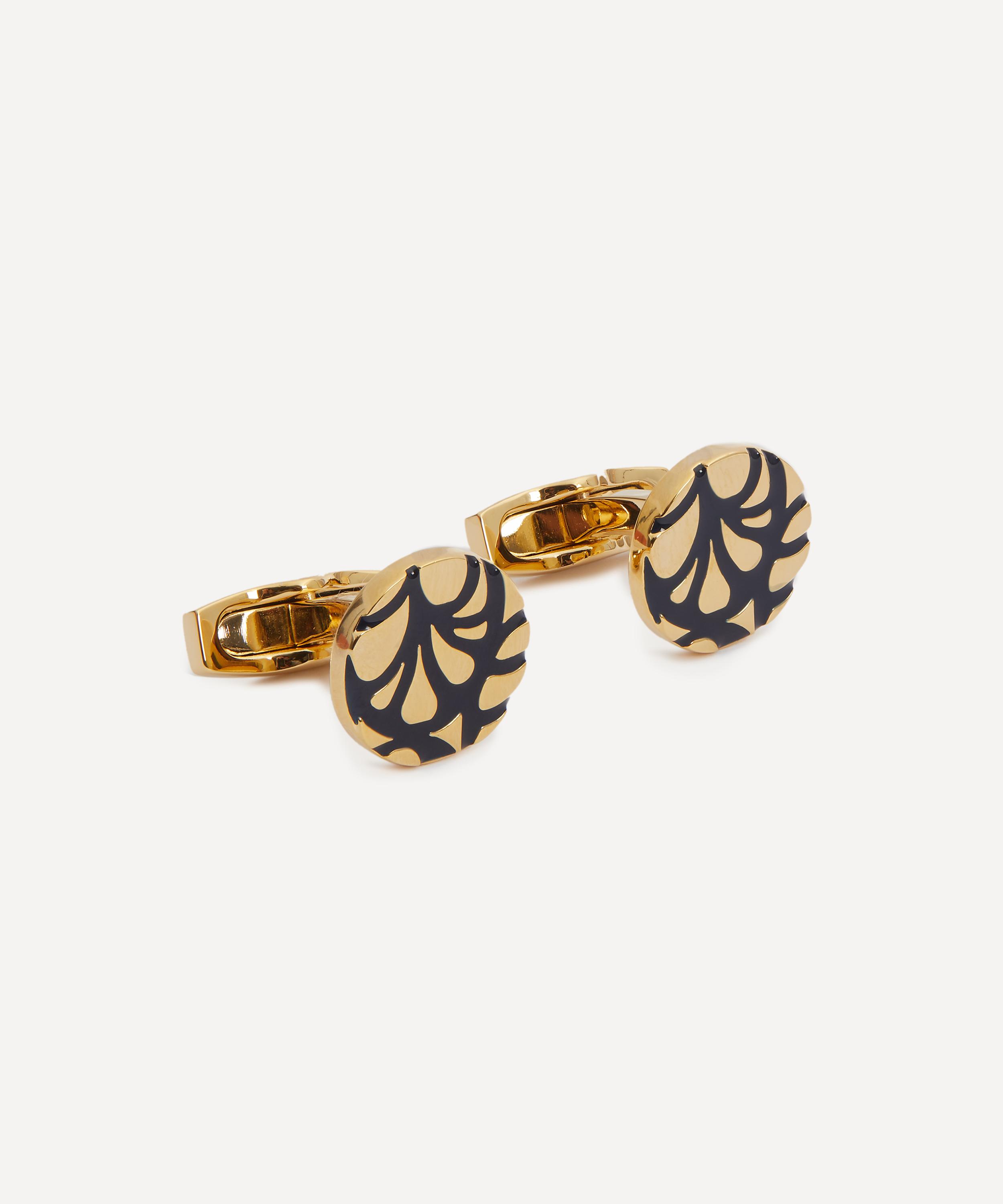 Simon Carter - Hibiscus Gold-Plated Enamel Cufflinks image number 1