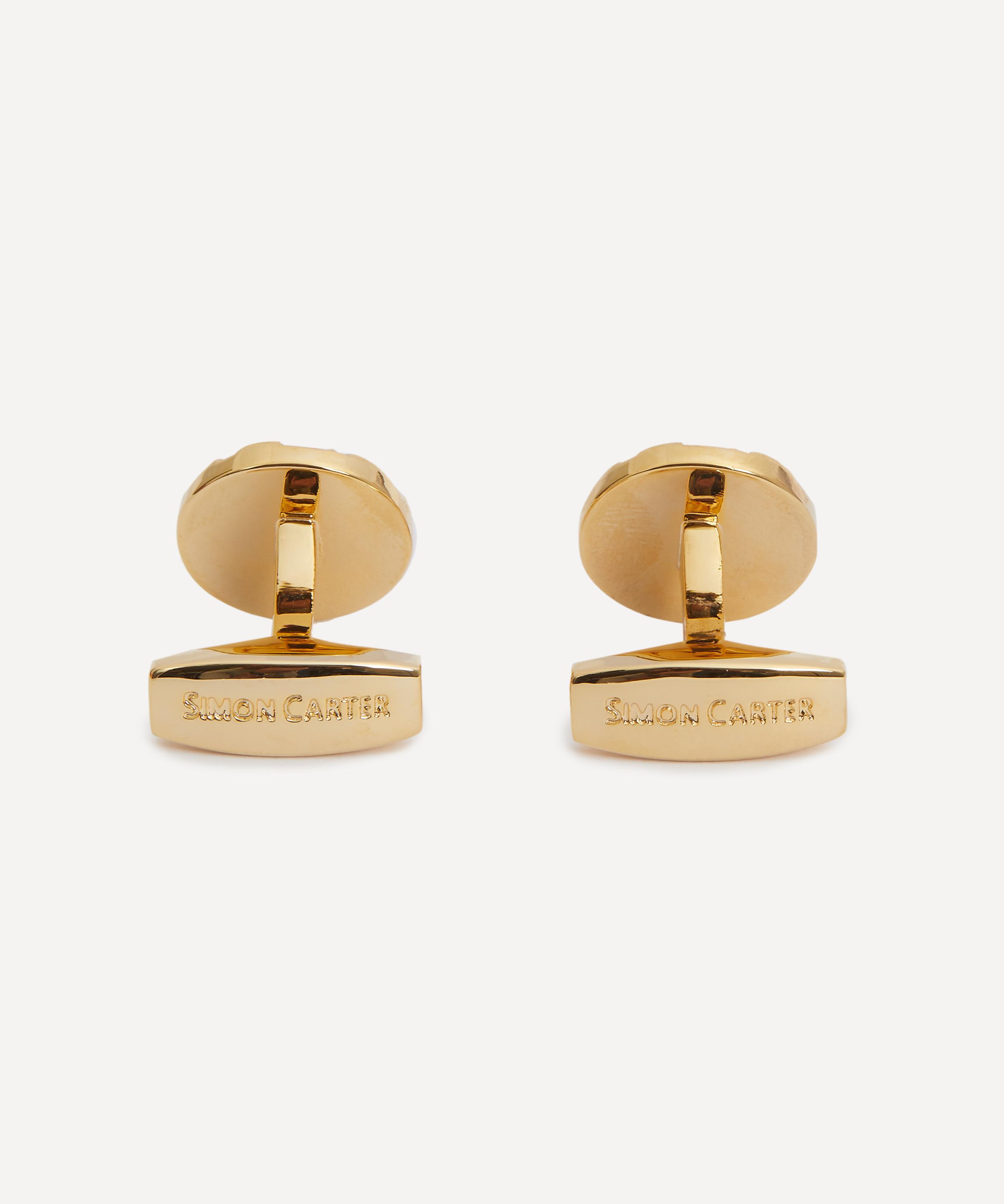 Simon Carter - Hibiscus Gold-Plated Enamel Cufflinks image number 2