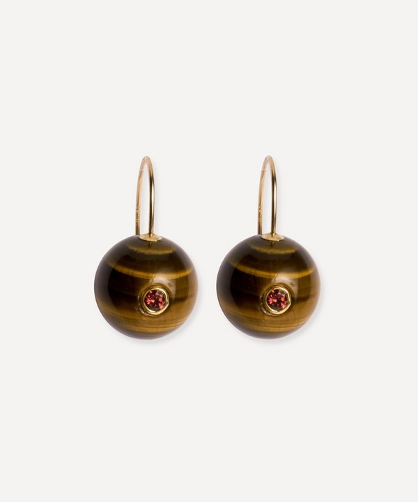 Lizzie Fortunato - Gold-Plated Comet Tiger’s Eye Drop Earrings image number null