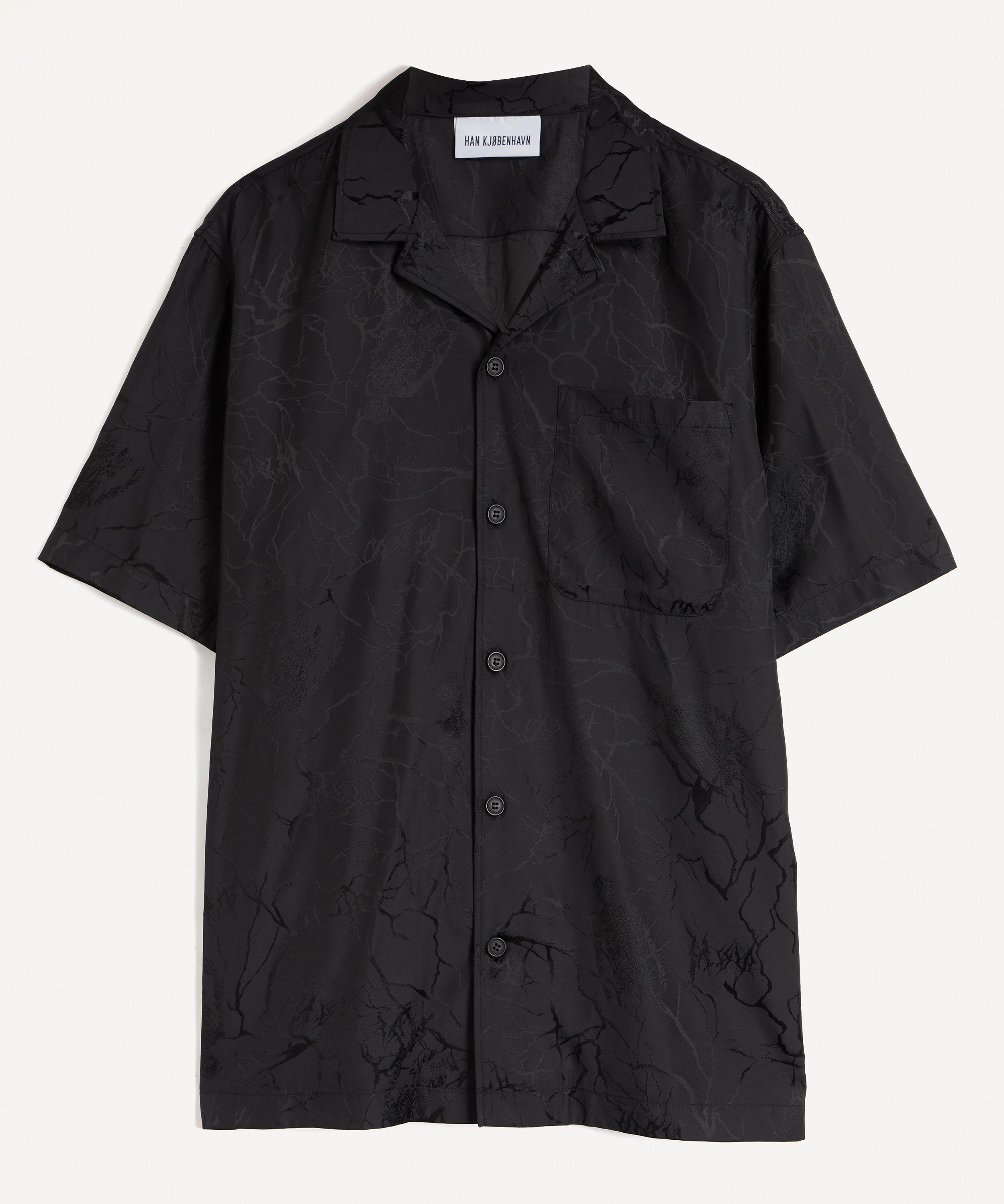 Han Kjobenhavn - Black Jacquard Thunder Print Short-Sleeve Shirt image number 0