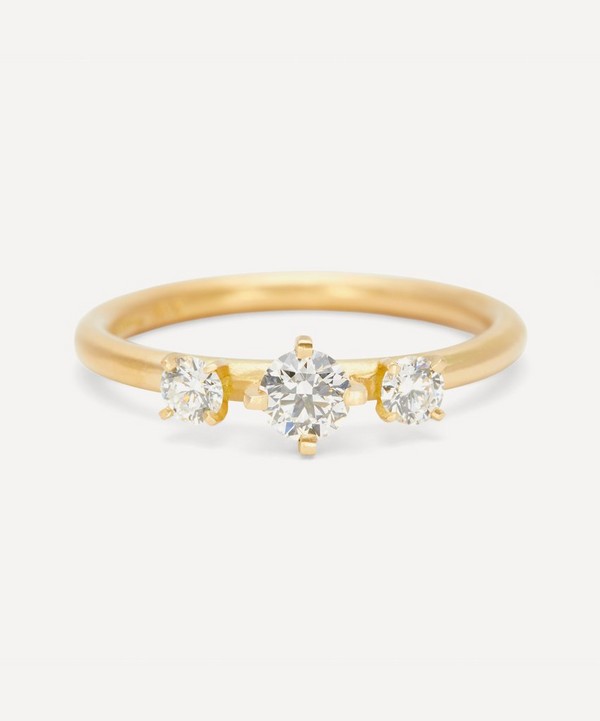 Satomi Kawakita - 18ct Gold White Diamond Trinity Band Ring image number null