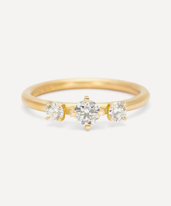 Satomi Kawakita - 18ct Gold White Diamond Trinity Band Ring image number null
