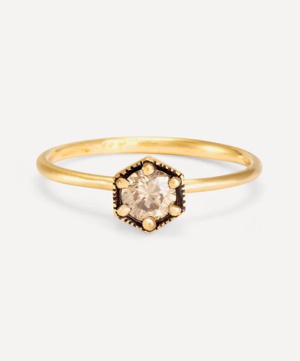Satomi Kawakita - 18ct Gold Brown Diamond Hexagon Band Ring