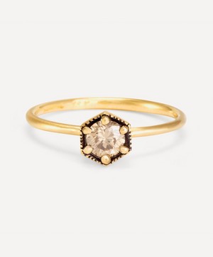 Satomi Kawakita - 18ct Gold Brown Diamond Hexagon Band Ring image number 0