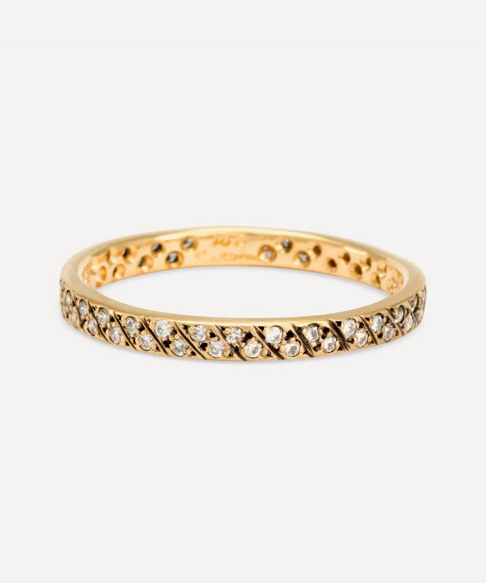 Satomi Kawakita - 18ct Gold Diagonal Antiqued Diamond Band Ring