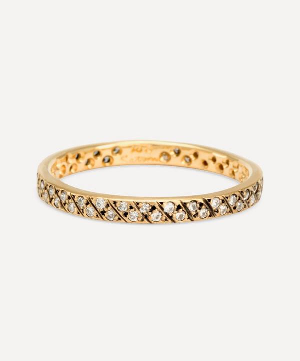 Satomi Kawakita - 18ct Gold Diagonal Antiqued Diamond Band Ring image number null