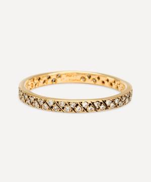 18ct Gold Diagonal Antiqued Diamond Band Ring