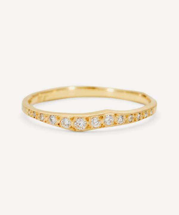 Satomi Kawakita - 18ct Gold White Diamond Ripple Half-Eternity Band Ring image number 0