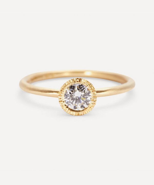 Satomi Kawakita - 18ct Gold Brilliant-Cut White Diamond Solitaire Band Ring image number null