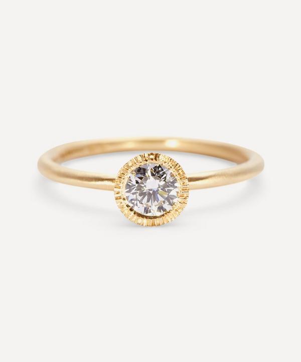 Satomi Kawakita - 18ct Gold Brilliant-Cut White Diamond Solitaire Band Ring image number null