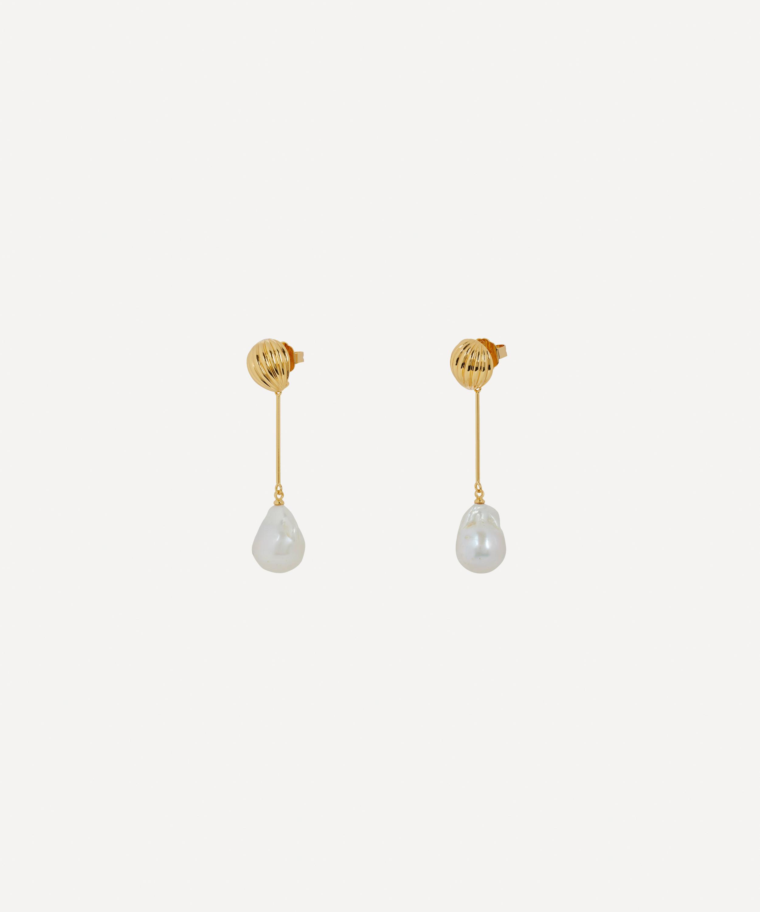 Anissa Kermiche - 18ct Gold-Plated Souers Pearl Drop Earrings image number 2
