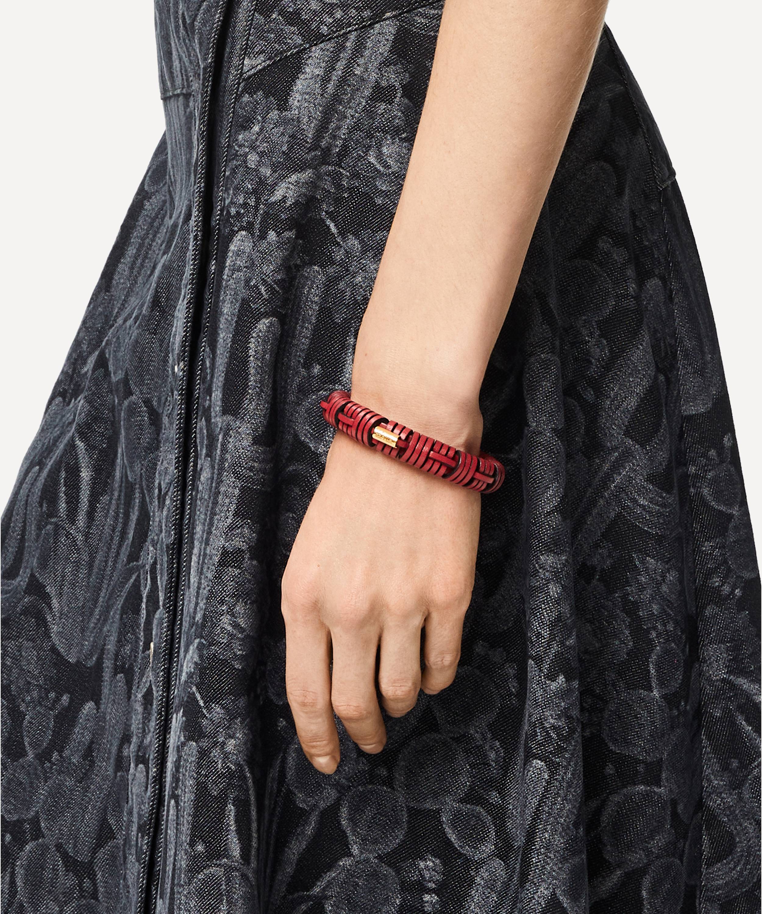 Loewe x Paula's Ibiza Leather and Brass Woven Bangle | Liberty