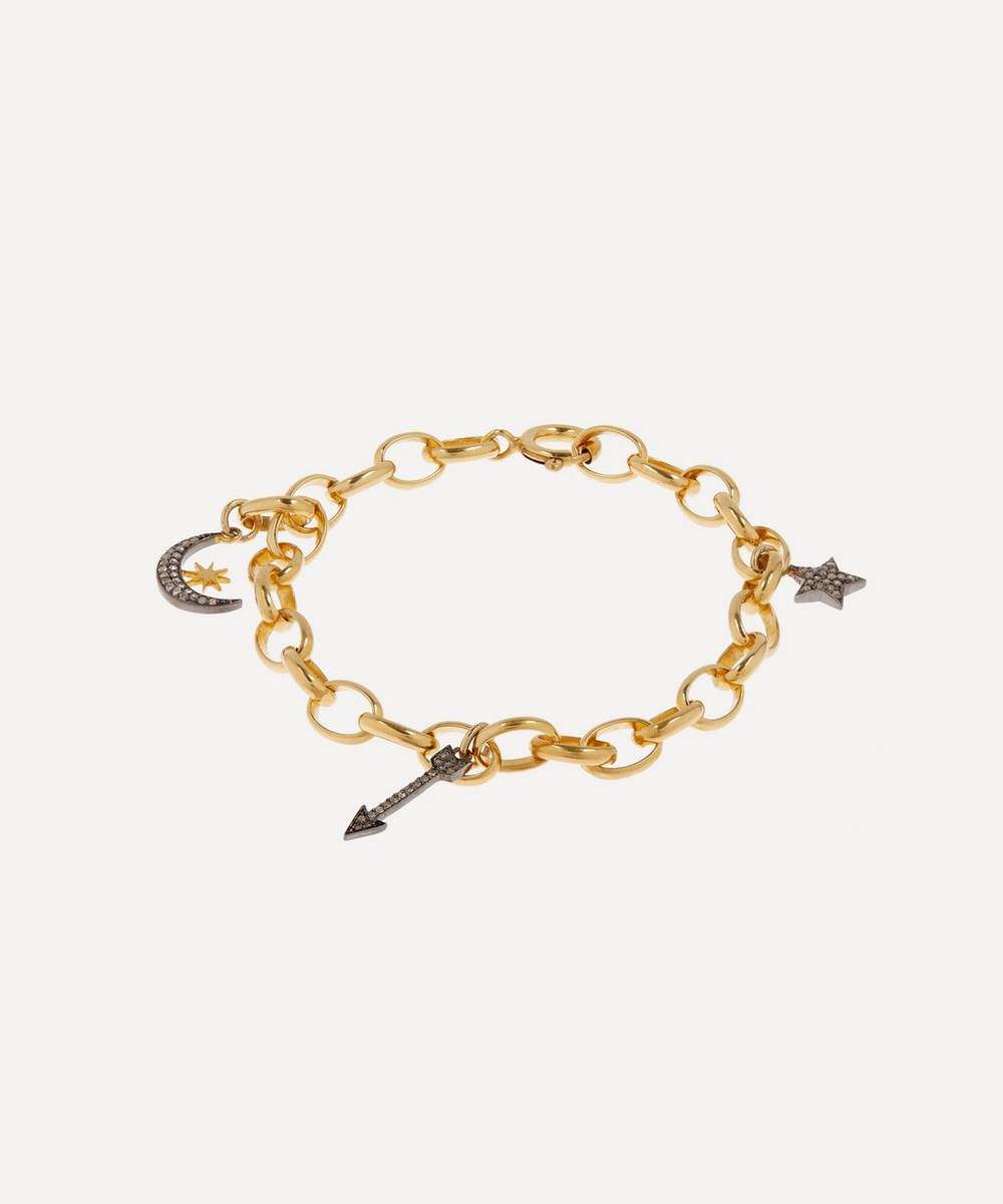 Kirstie Le Marque - 9ct Gold-Plated Diamond Moon And Stars Charm Bracelet