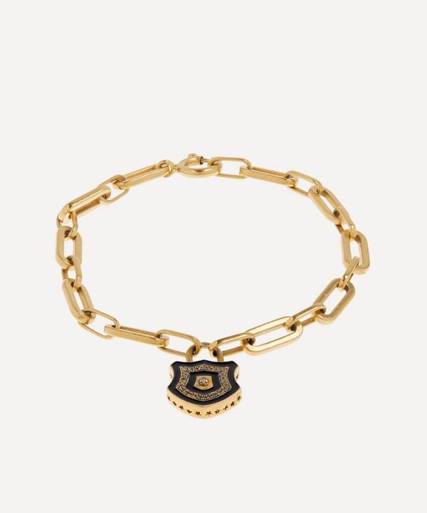 Kirstie Le Marque - 9ct Gold-Plated Diamond And Black Enamel Mini Lock Charm Bracelet image number 0