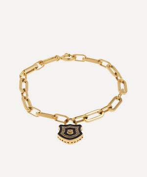 9ct Gold-Plated Diamond And Black Enamel Mini Lock Charm Bracelet