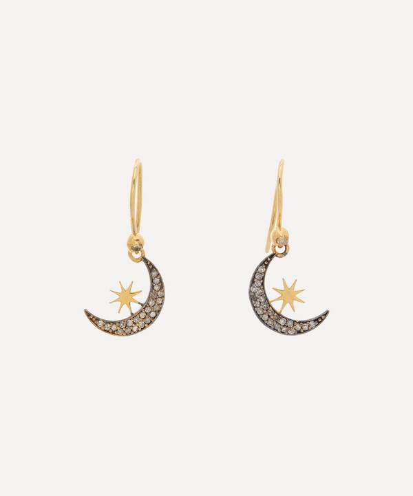 Kirstie Le Marque - 9ct Gold-Plated Diamond Moon And Stars Drop Earrings