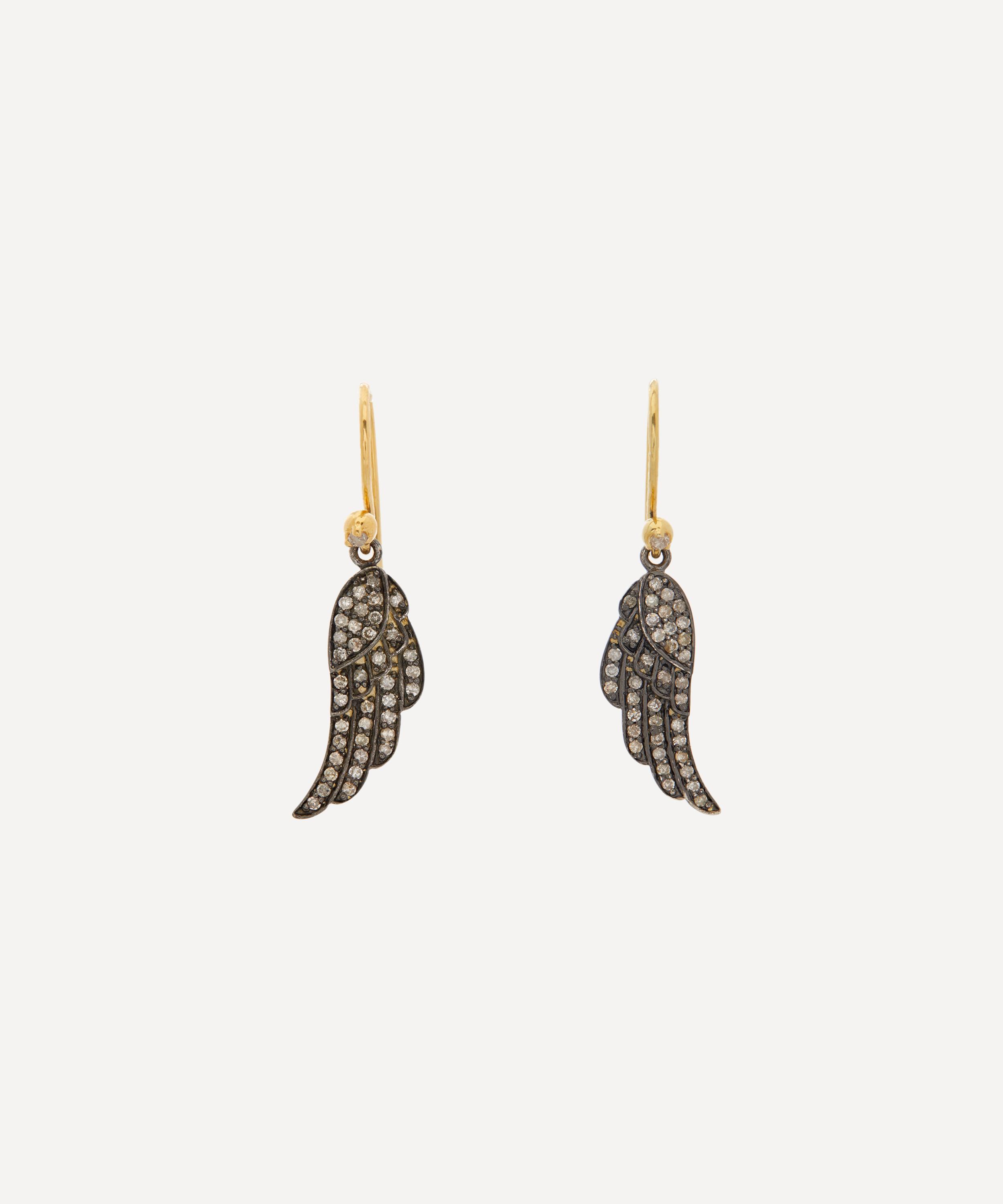 Kirstie Le Marque - 9ct Gold-Plated Diamond Angel Wing Drop Earrings image number 0