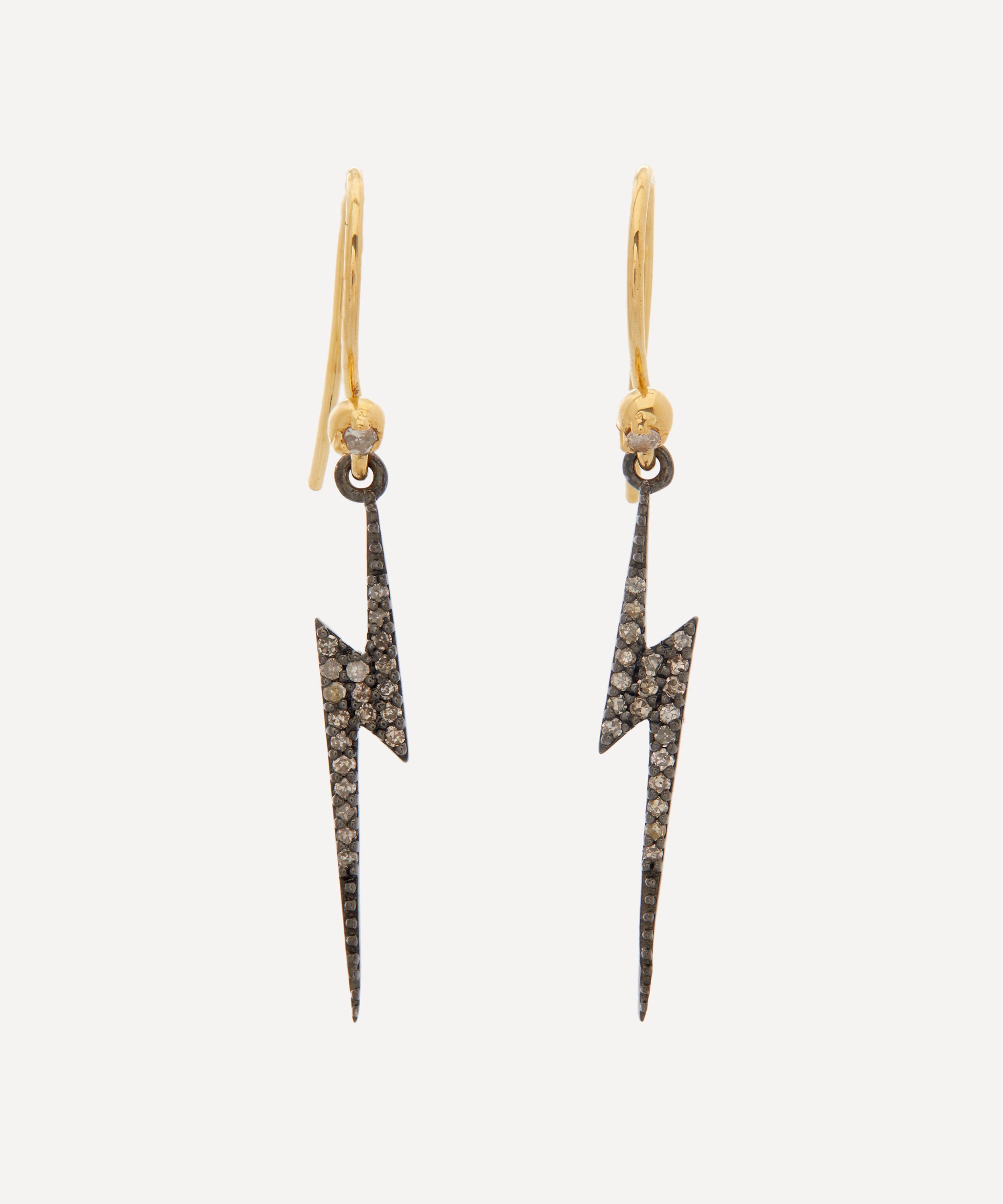 Kirstie Le Marque - 9ct Gold-Plated Diamond Lightning Bolt Drop Earrings image number 0