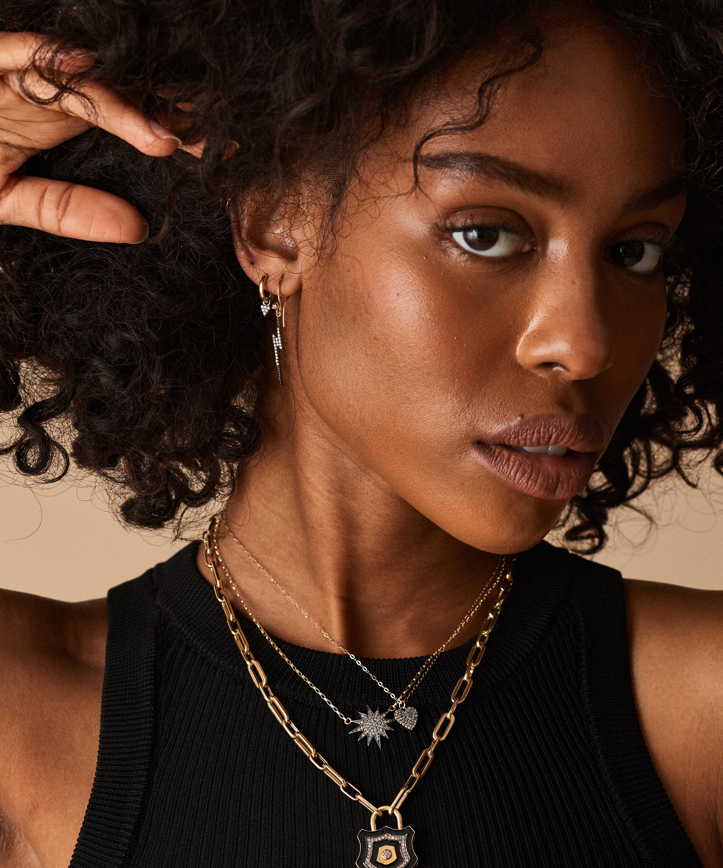Kirstie Le Marque - 9ct Gold-Plated Diamond Lightning Bolt Drop Earrings image number 4