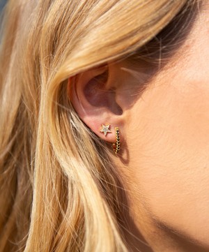 Kirstie Le Marque - 9ct Gold-Plated Black Diamond Huggie Hoops Earrings image number 3