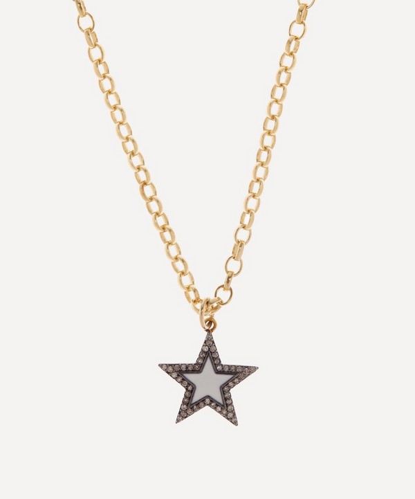 Kirstie Le Marque - 9ct Gold-Plated Diamond White Enamel Chunky Star Pendant Necklace image number null