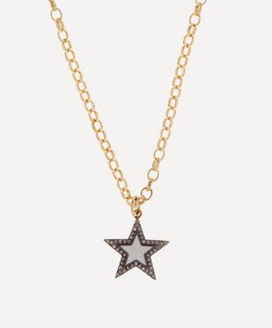 Kirstie Le Marque - 9ct Gold-Plated Diamond White Enamel Chunky Star Pendant Necklace image number 0