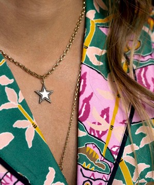 Kirstie Le Marque - 9ct Gold-Plated Diamond White Enamel Chunky Star Pendant Necklace image number 1