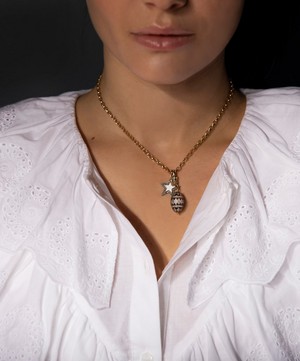 Kirstie Le Marque - 9ct Gold-Plated Diamond White Enamel Chunky Star Pendant Necklace image number 3