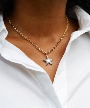 Kirstie Le Marque - 9ct Gold-Plated Diamond White Enamel Chunky Star Pendant Necklace image number 4