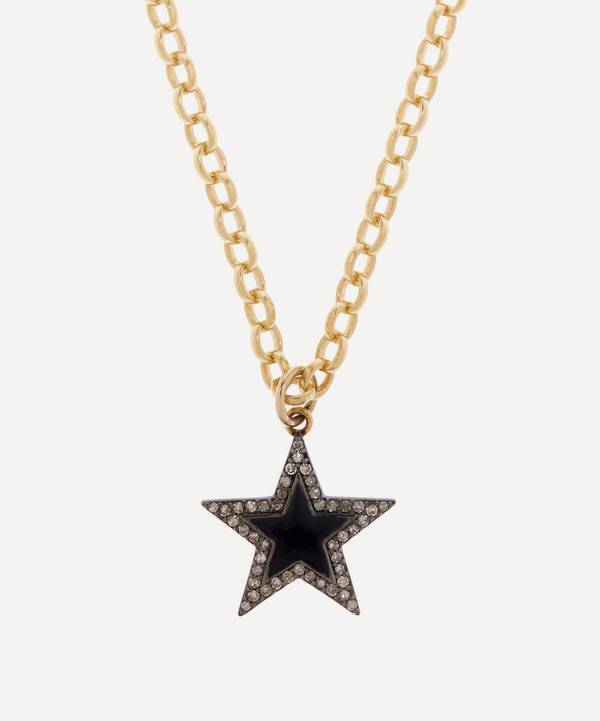 Kirstie Le Marque - 9ct Gold-Plated Diamond Black Enamel Chunky Star Pendant Necklace image number 0