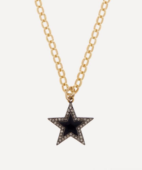 Kirstie Le Marque - 9ct Gold-Plated Diamond Black Enamel Chunky Star Pendant Necklace image number null