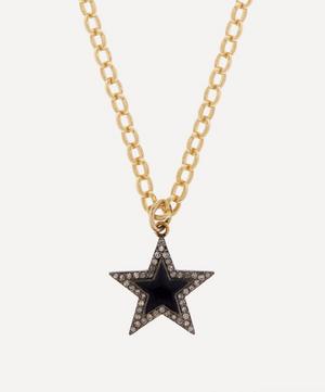 Kirstie Le Marque - 9ct Gold-Plated Diamond Black Enamel Chunky Star Pendant Necklace image number 0