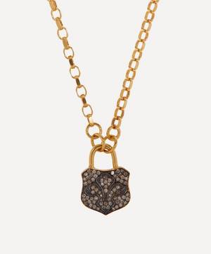 9ct Gold-Plated Diamond Chunky Lock Pendant Necklace