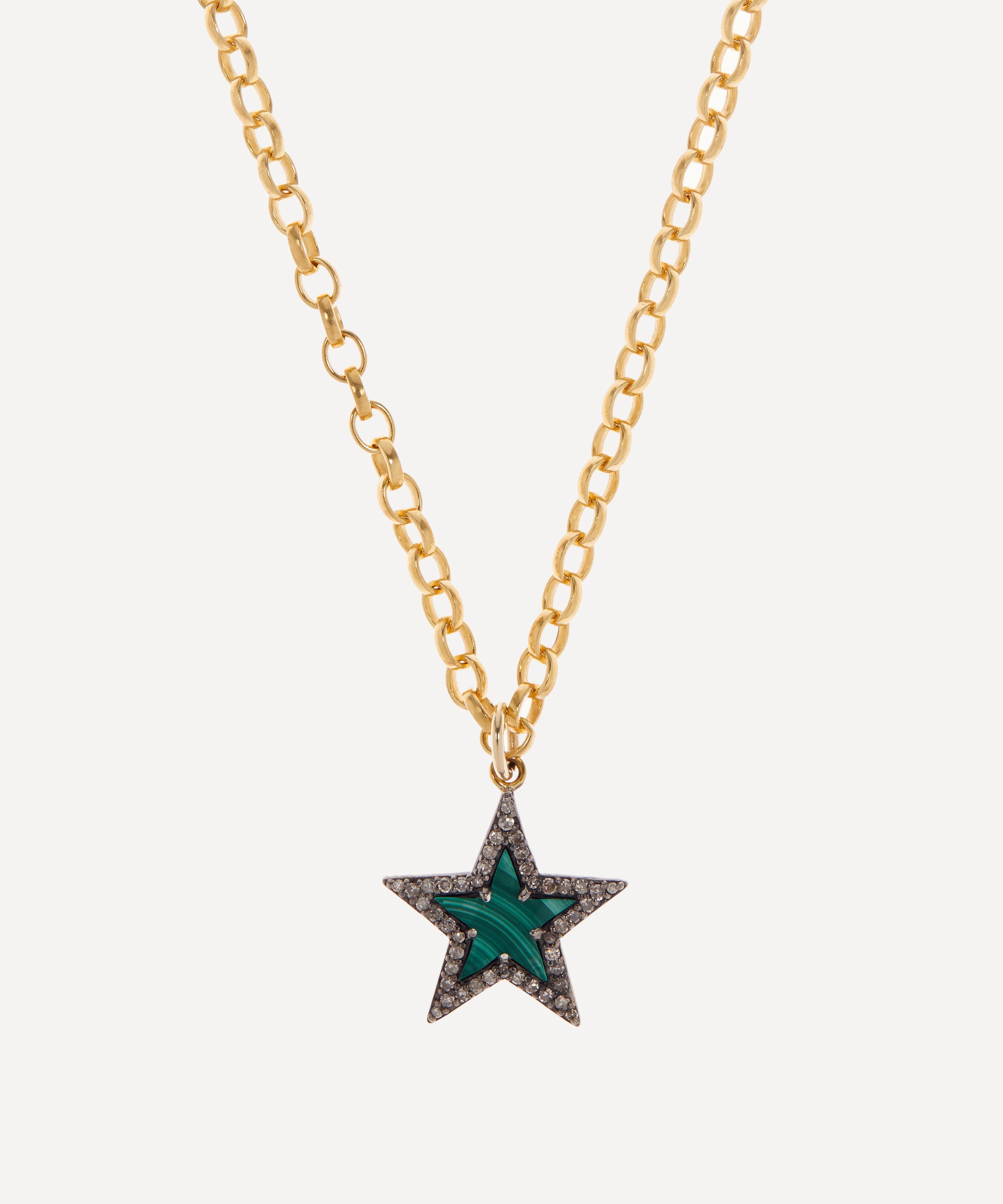 Kirstie Le Marque - 9ct Gold-Plated Diamond Malachite Chunky Star Pendant Necklace image number 0
