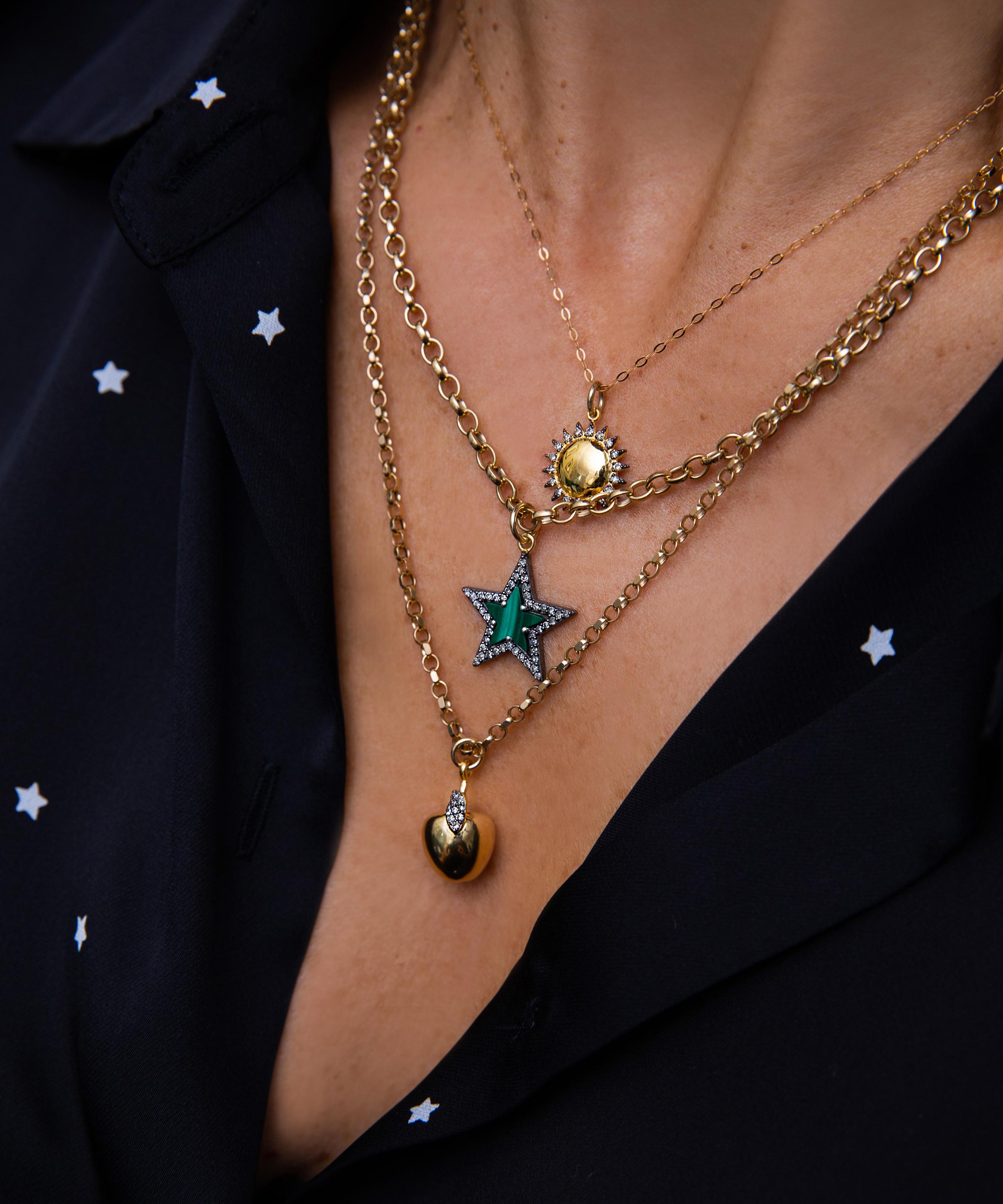 Kirstie Le Marque - 9ct Gold-Plated Diamond Malachite Chunky Star Pendant Necklace image number 3
