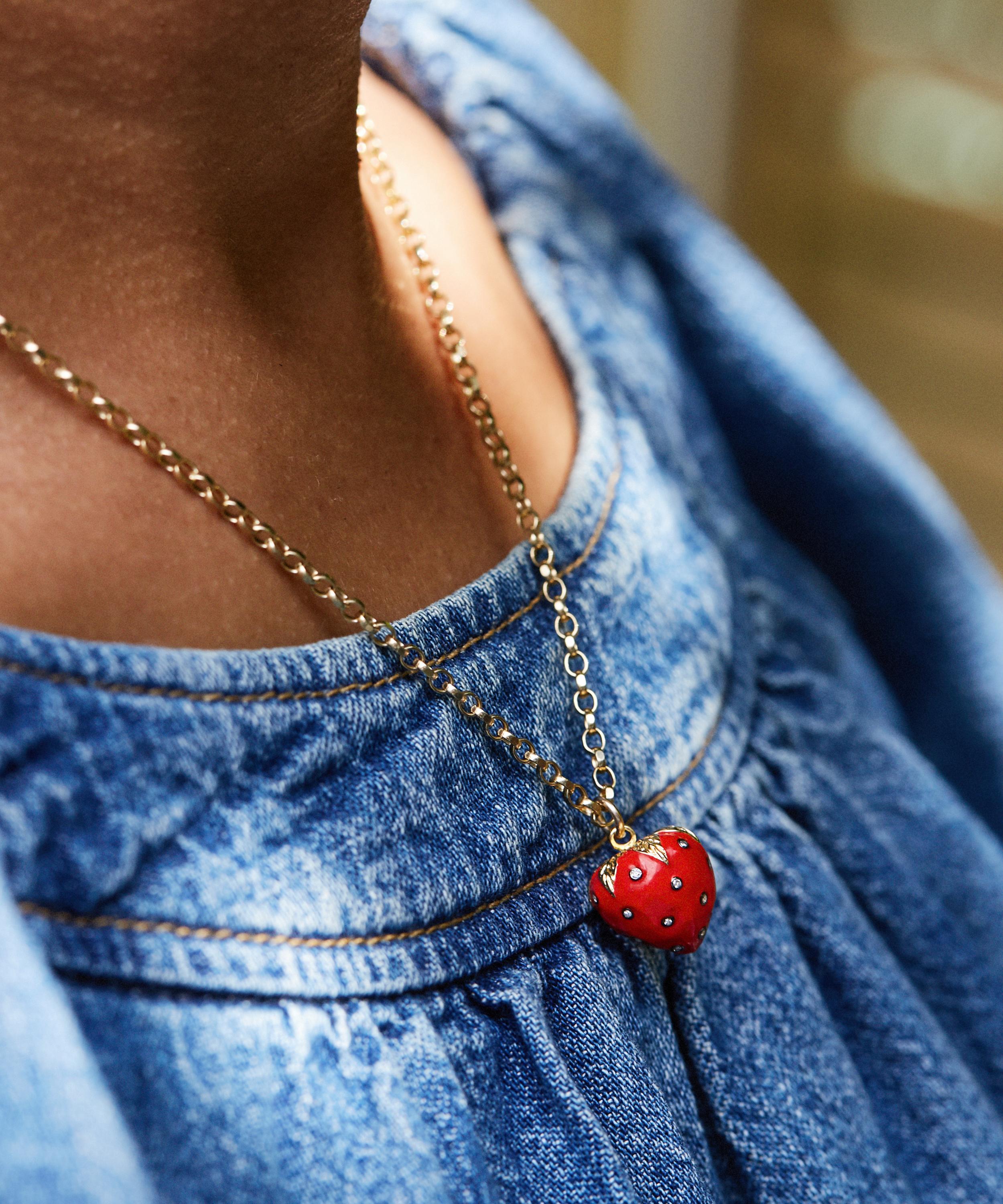 Kirstie Le Marque - 9ct Gold-Plated Diamond And Red Enamel Strawberry Pendant Necklace image number 1