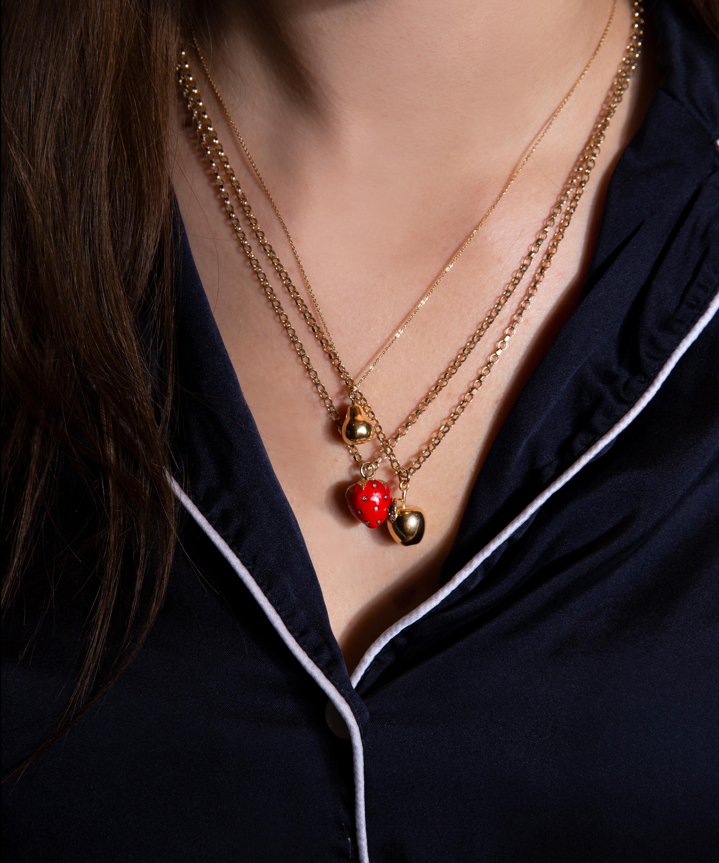 Kirstie Le Marque - 9ct Gold-Plated Diamond And Red Enamel Strawberry Pendant Necklace image number 3