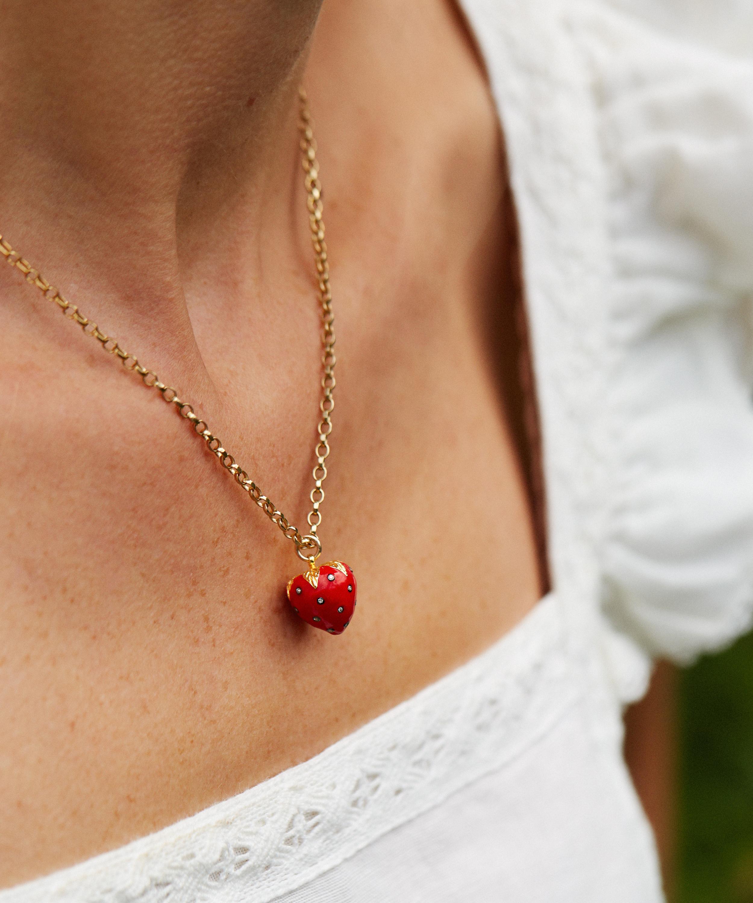 Kirstie Le Marque - 9ct Gold-Plated Diamond And Red Enamel Strawberry Pendant Necklace image number 4