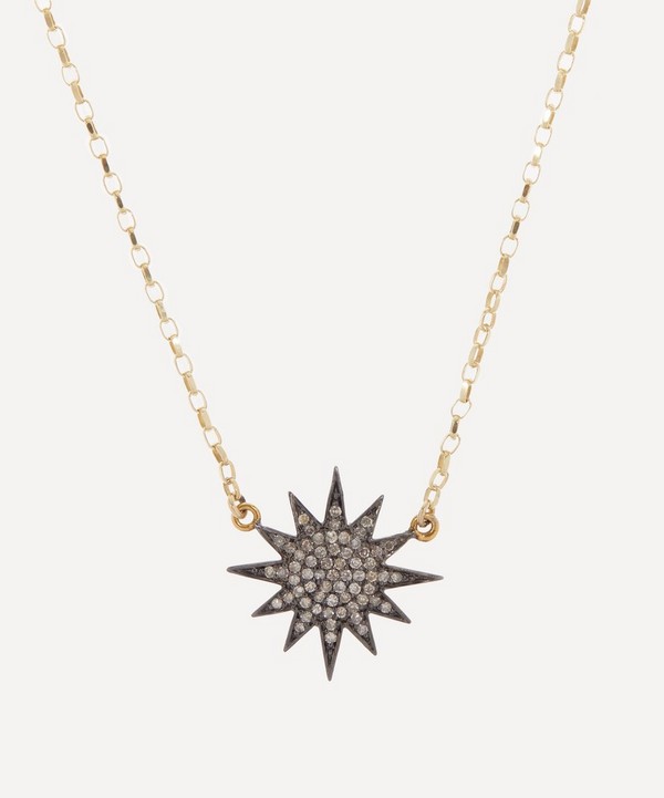 Kirstie Le Marque - 9ct Gold Diamond and Gold Starburst Pendant Necklace image number null