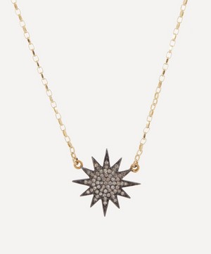Kirstie Le Marque - 9ct Gold Diamond and Gold Starburst Pendant Necklace image number 0