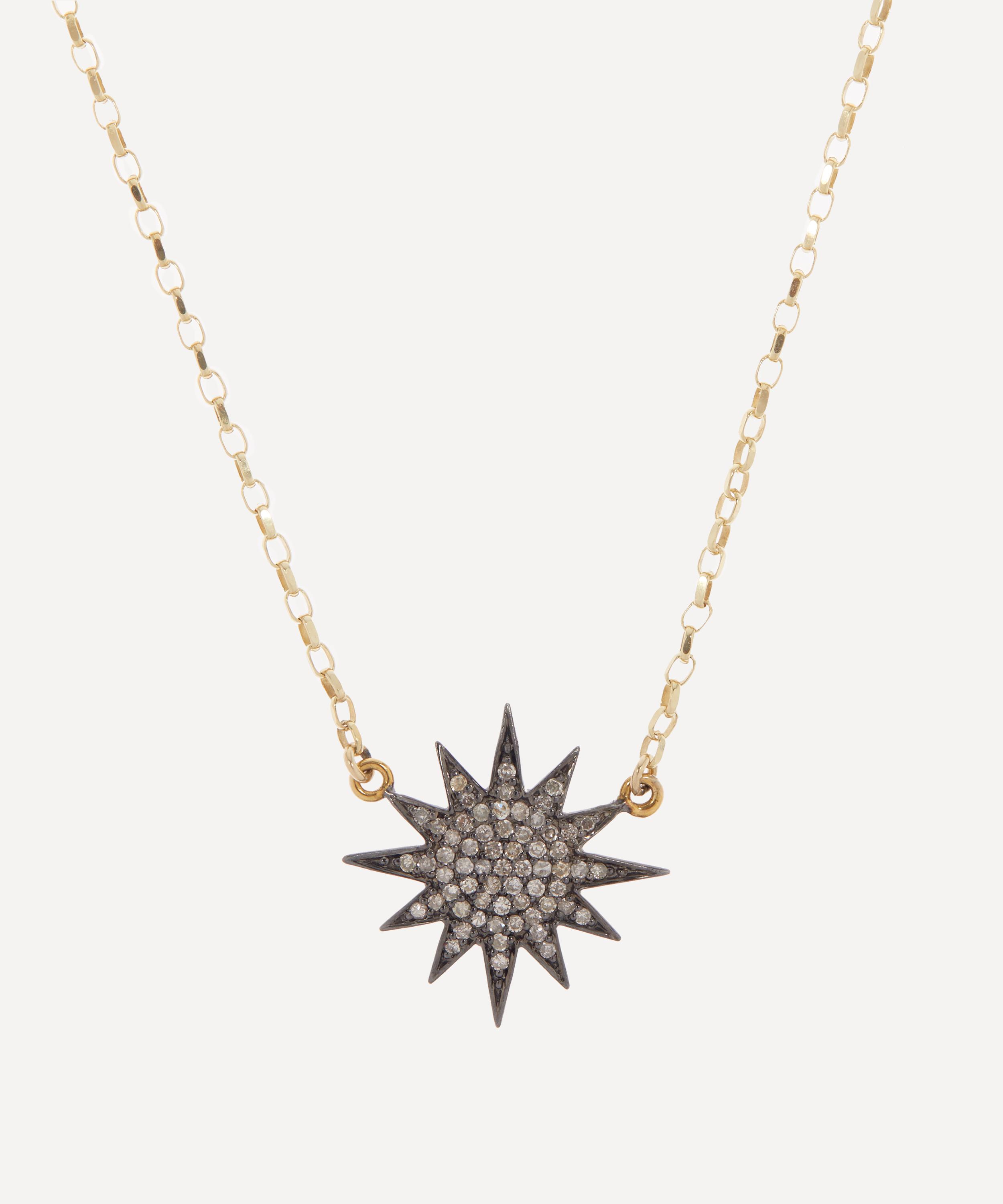 Kirstie Le Marque - 9ct Gold Diamond and Gold Starburst Pendant Necklace