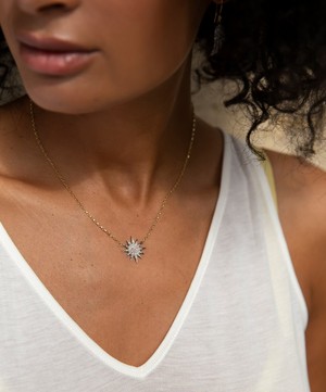 Kirstie Le Marque - 9ct Gold Diamond and Gold Starburst Pendant Necklace image number 3